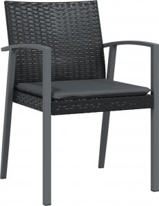 vidaXL Krzesła ogrodowe z poduszkami, 4 szt., czarne, 56,5x57x83 cm 3