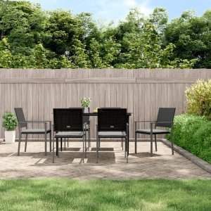 vidaXL Krzesła ogrodowe z poduszkami, 6 szt., czarne, 54x62,5x89 cm 1