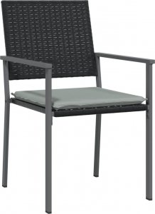 vidaXL Krzesła ogrodowe z poduszkami, 6 szt., czarne, 54x62,5x89 cm 3