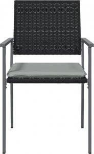 vidaXL Krzesła ogrodowe z poduszkami, 6 szt., czarne, 54x62,5x89 cm 4