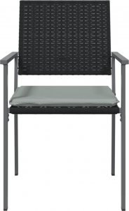 vidaXL Krzesła ogrodowe z poduszkami, 4 szt., czarne, 54x62,5x89 cm 4