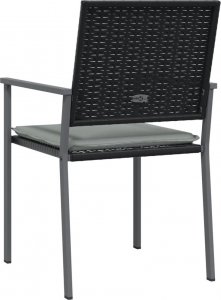 vidaXL Krzesła ogrodowe z poduszkami, 4 szt., czarne, 54x62,5x89 cm 6