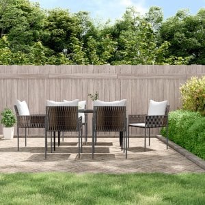 vidaXL Krzesła ogrodowe z poduszkami, 6 szt., brązowe, 54x61x83 cm 1