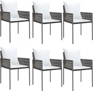 vidaXL Krzesła ogrodowe z poduszkami, 6 szt., brązowe, 54x61x83 cm 2