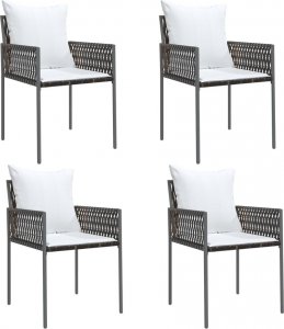 vidaXL Krzesła ogrodowe z poduszkami, 4 szt., brązowe, 54x61x83 cm 2