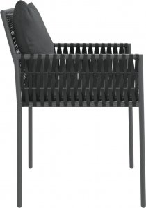vidaXL Krzesła ogrodowe z poduszkami, 4 szt., czarne, 54x61x83 cm 5