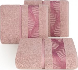 Eurofirany Ręcznik frotte z żakardową bordiurą SYLWIA 70X140 pudrowy 1