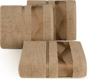 Eurofirany Ręcznik frotte z żakardową bordiurą SYLWIA 70X140 brązowy 1