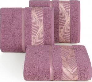 Eurofirany Ręcznik frotte z żakardową bordiurą SYLWIA 70X140 liliowy 1
