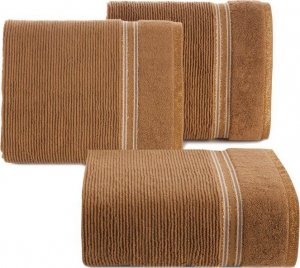 Eurofirany Ręcznik w prążki z ozdobną bordiurą bawełna FILON 50X90 brązowy 1