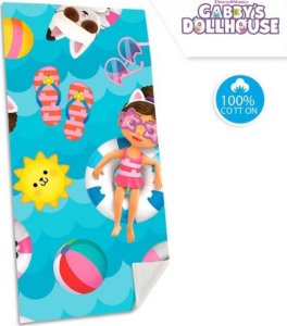 Kids Euroswan Ręcznik plażowy Koci Domek Gabi 70x140cm bawełna Gabby's Dollhouse GD00003 Kids Euroswan 2