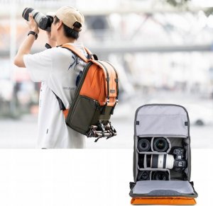 Plecak Kf fotograficzny Kf13.087av1 pomarańczowo-zielony 10