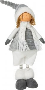 Eurofirany Figurka świąteczna dekoracyjna DOLL33A 18X12X65cm biała + srebrna 1