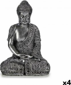 Gift Decor Figurka Dekoracyjna Budda Na siedząco Srebrzysty 17 x 32,5 x 22 cm (4 Sztuk) 1