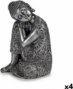 Gift Decor Figurka Dekoracyjna Budda Na siedząco Srebrzysty 20 x 30 x 20 cm (4 Sztuk) 1