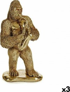 Gift Decor Figurka Dekoracyjna Goryl Saksofon Złoty 18,5 x 38,8 x 22 cm (3 Sztuk) 1