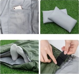 Costway Śpiwór turystyczny podwójny 2 osoby + poduszki 4