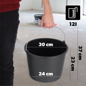 Kadax Wiadro Budowlane Z Rączką Plastikowe Okrągłe 12L 2