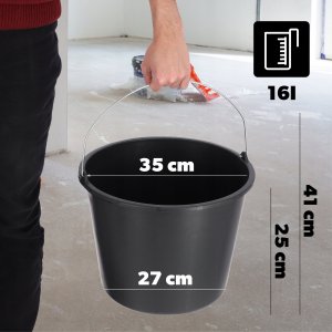 Kadax Wiadro Budowlane Z Rączką Plastikowe Okrągłe 16L 2