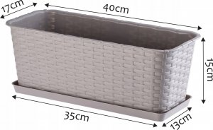 Kadax Doniczka Donica Balkonowa Podstawka 40cm Karmelowa 3