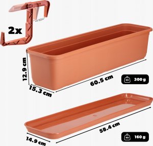 Kadax KADAX Doniczka Skrzynka Balkonowa 60cm + 2 Uchwyty 3