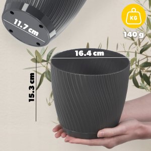 Kadax KADAX Doniczka Okrągła Z Podstawką 17cm Antracyt 3