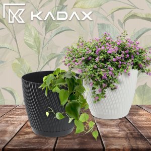 Kadax KADAX Doniczka Okrągła Z Podstawką 17cm Antracyt 8