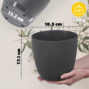 Kadax KADAX Doniczka Okrągła Z Podstawką 19cm Antracyt 3