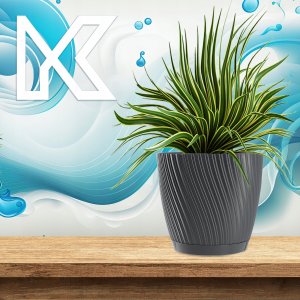 Kadax KADAX Doniczka Okrągła Z Podstawką 19cm Antracyt 6