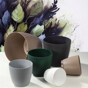 Kadax KADAX Doniczka Okrągła Z Podstawką 19cm Antracyt 10