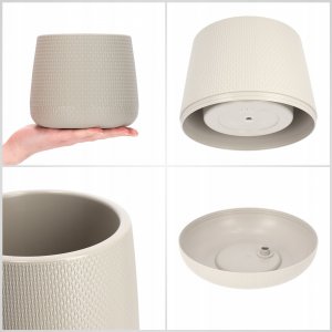 Kadax Doniczka Osłonka Na Kwiaty Podstawka Beżowa 13cm 4