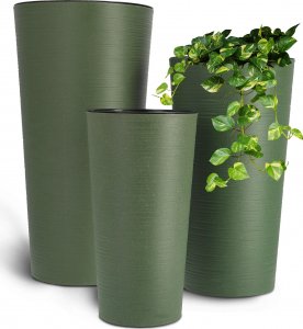 Kadax Zestaw 3x Doniczka Donica Ogrodowa + Wkład Zielona 13