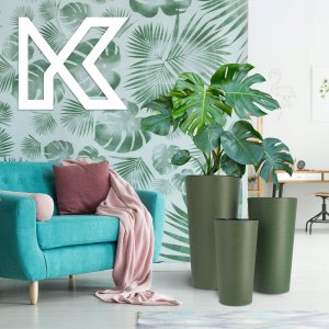 Kadax Zestaw 3x Doniczka Donica Ogrodowa + Wkład Zielona 10