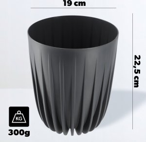 Kadax Doniczka Osłonka Eko* + Wkładka Antracyt 19x22,5cm 6