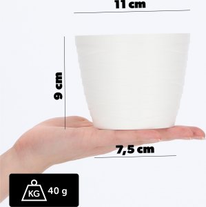 Kadax Doniczka Osłonka Na Kwiaty Owalna Biała 11 cm 3