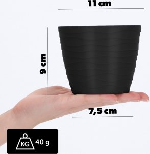 Kadax Doniczka Osłonka Na Kwiaty Owalna Czarna 11 cm 4