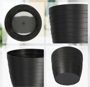 Kadax Doniczka Osłonka Na Kwiaty Owalna Czarna 11 cm 6