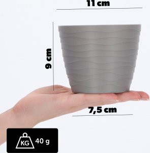 Kadax Doniczka Osłonka Na Kwiaty Owalna Popielata 11 cm 7