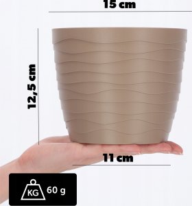 Kadax Doniczka Osłonka Na Kwiaty Okrągła Beżowa 15 cm 7