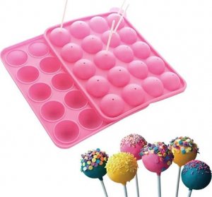 Aptel SILIKONOWA FORMA do Ciastek w Formie Lizaków Cake Pops x20 różowy AG893 1