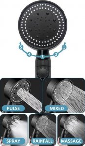 Słuchawka prysznicowa Aptel SŁUCHAWKA PRYSZNICOWA z Turbiną Wentylator Uniwersalna czarna AG894 4