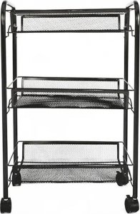 Aptel Mobilny REGAŁ Kuchenny na Kółkach 3 Półki 64x44x26cm czarny AG952 3