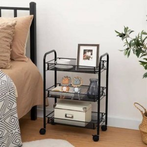 Aptel Mobilny REGAŁ Kuchenny na Kółkach 3 Półki 64x44x26cm czarny AG952 6