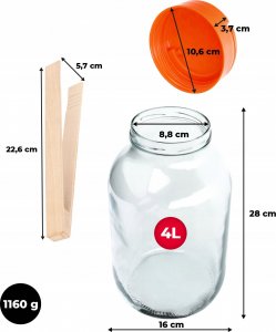 Kadax Słój Do Kiszenia Ogórki Wino Ze Szczypcami 4 L 5