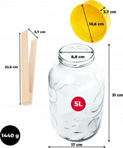 Kadax Słój Do Kiszenia Ogórki Wino Ze Szczypcami 5 L 5