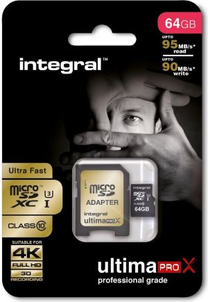 Karta Integral Ultima Pro X MicroSDXC 64 GB Class 10 UHS-I/U3  (INMSDX64G10-95/90U1) 1
