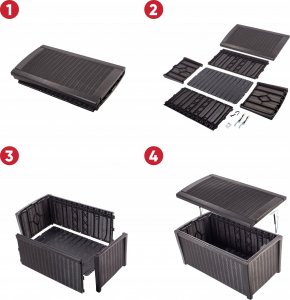 Skrzynia ogrodowa Kadax Skrzynia Ogrodowa Na Balkon Kufer Siedzisko 416L 10