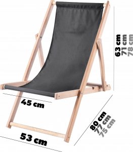 Kadax KADAX Leżak Drewniany Ogrodowy Plażowy Składany 3