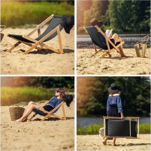 Kadax KADAX Leżak Drewniany Ogrodowy Plażowy Składany 7