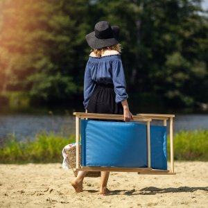 Kadax Leżak Ogrodowy Fotel Plażowy Składany Drewniany 7